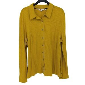 Boden Button Up Top Womens 16 Mustard Yellow Long Sleeve Collared Casual Vibrant
